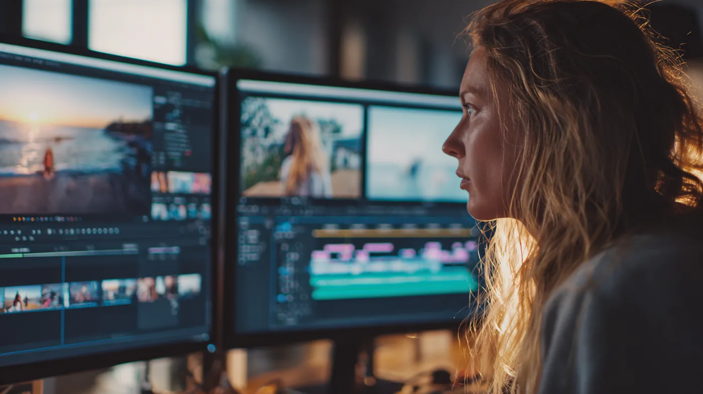 Creator analyzing clip performance across the push tier model — completion rates, share ratios, and advancement signals on a dashboard view