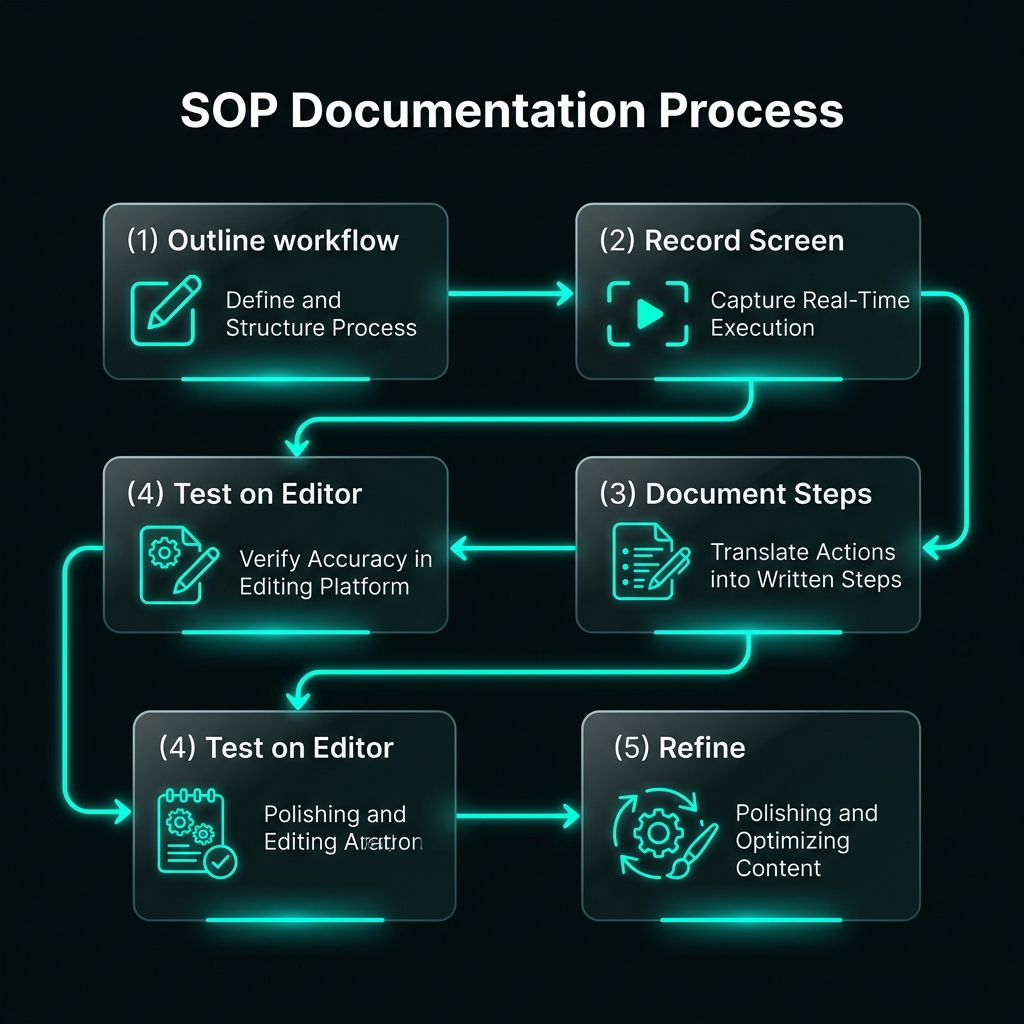 Operator writing detailed clip selection and editing SOPs — showing the transition from vague principles to specific, testable standards a team can follow